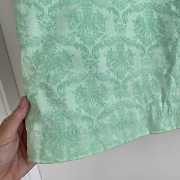 Lime Green Brocade skirt with pockets - Picture 2 of 3